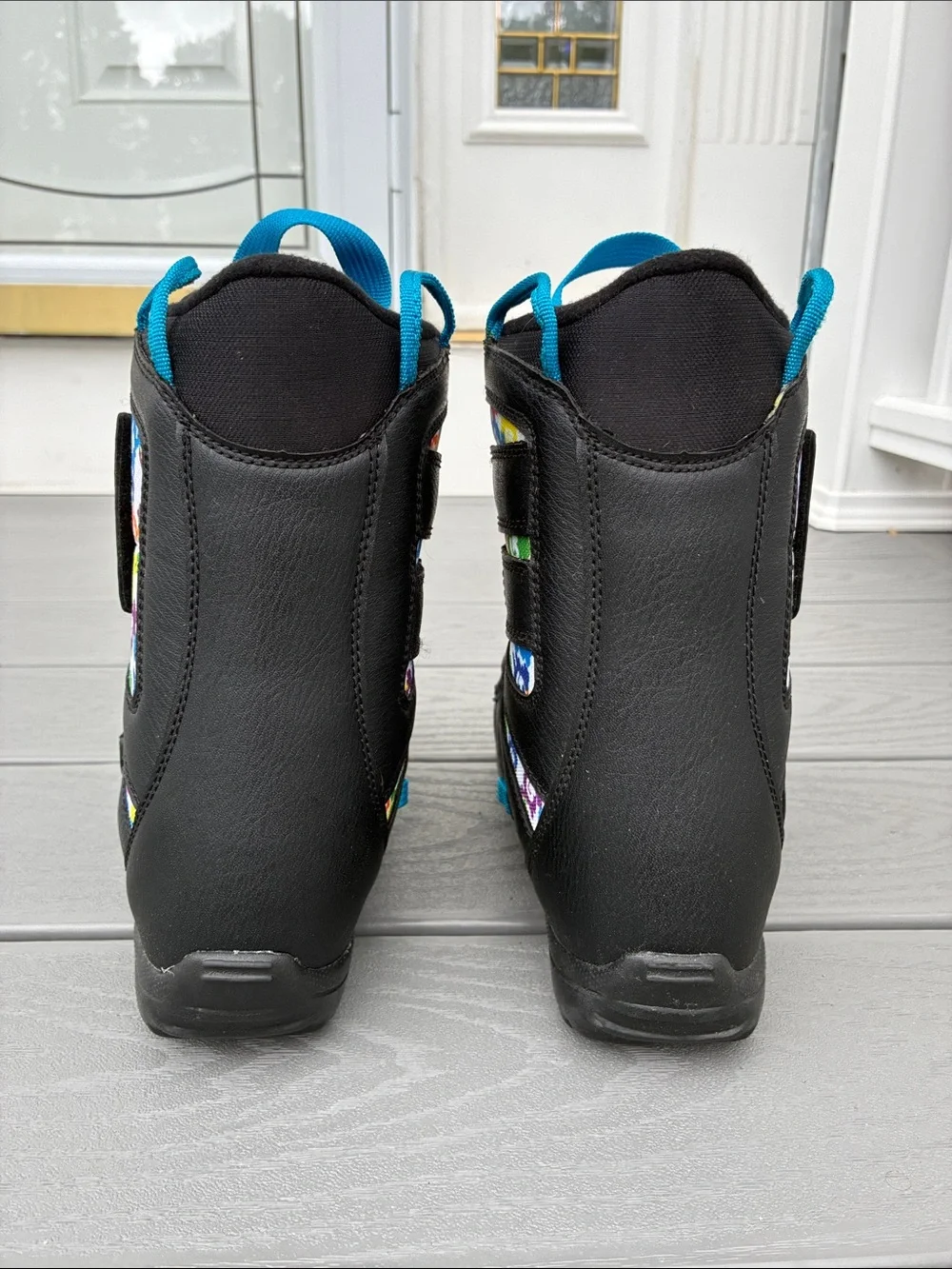 Burton Kids' Grom Snowboard Boots Black with Multicolor Accents Size 4